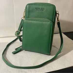 Green Leather Crossbody Purse Bag